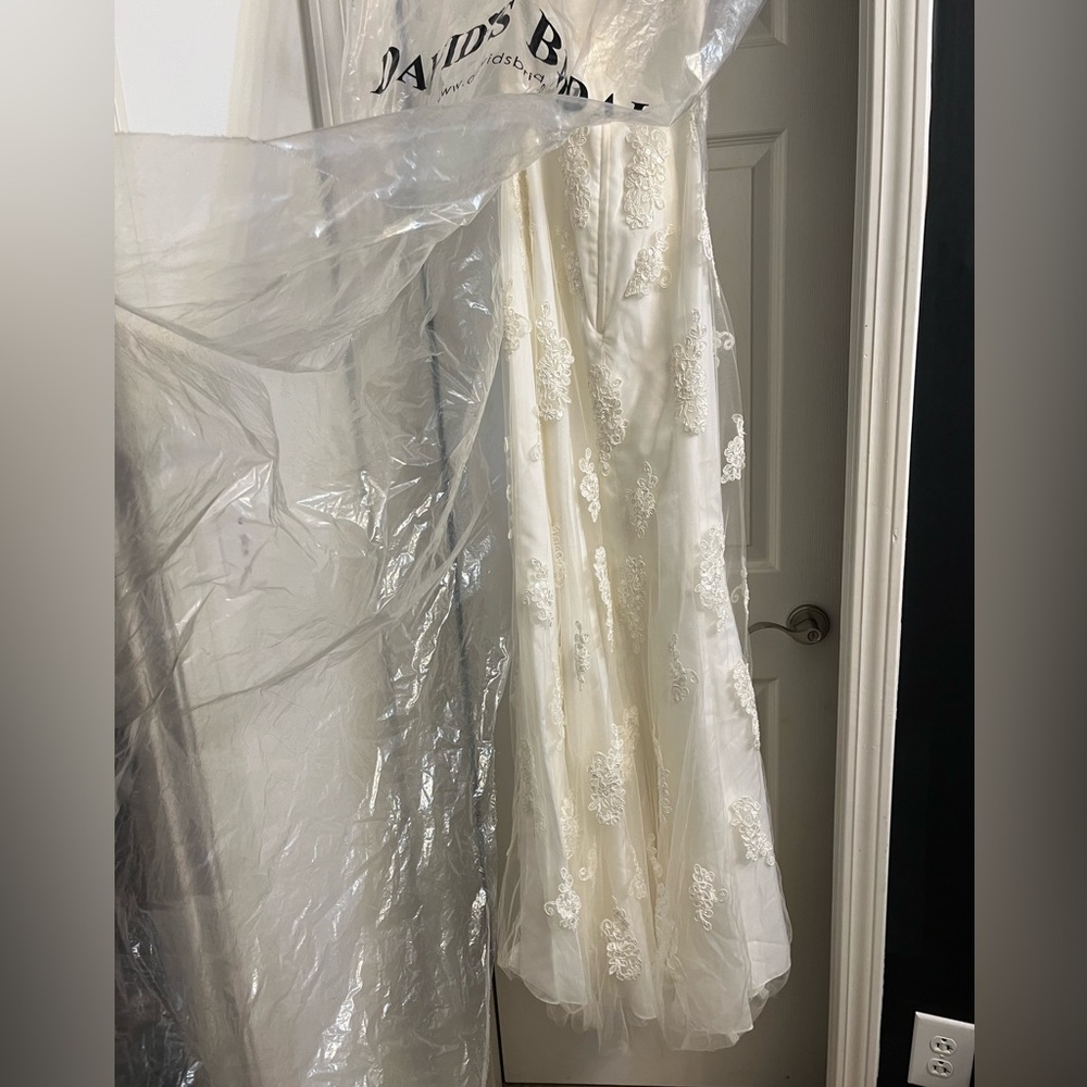 David’s bridal a line lace gown ivory